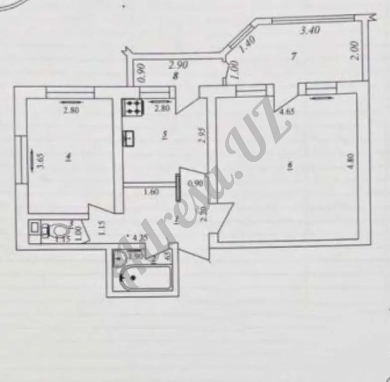 Продается 2 комнатная квартира Паркентский Чизельный