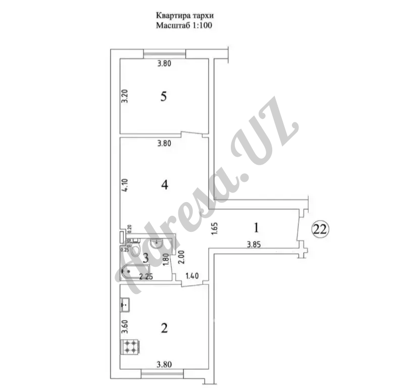 Продается 2 комнатная квартира Ялангач ЖК Миллениум